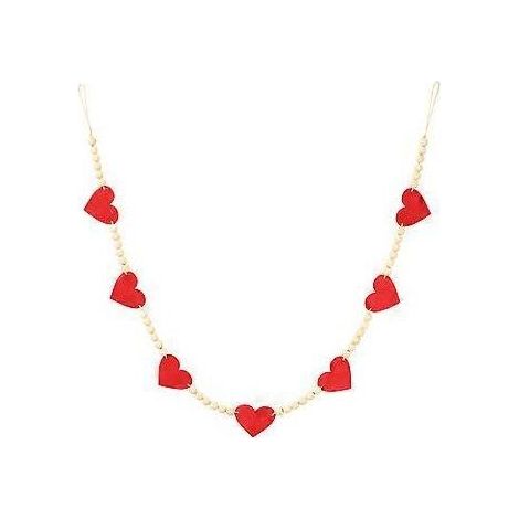 Guirlande de perles en bois à suspendre, ornée d'un cœur, pour la Saint-Valentin. (1/2)