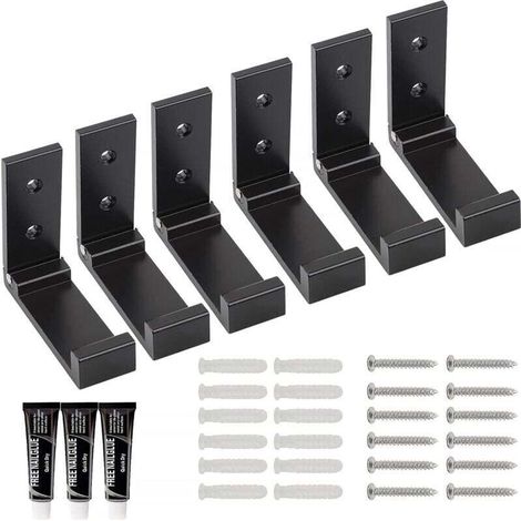 6 Pièces Crochet Pliant, Crochets Muraux Pliables en Aluminium,Lot de Crochets à Vêtements Pliables, pour Casque Audio, Manteau, Cuisine, Salle de Bains, Chambre à Coucher (Noir) (1/4)
