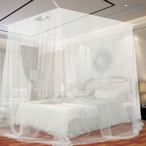 Moustiquaire Baldaquin pour Lits Doubles - Kartokner Grand Moustiquaire en Polyester avec Outils d'Installation - Dimensions