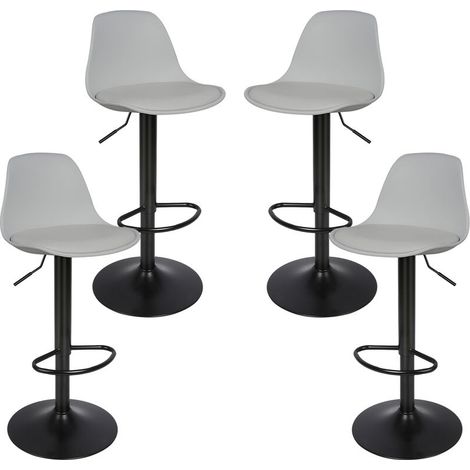 Lot de 4 Tabourets de Bar en Cuir synthétique réglable en Hauteur,gris clair (1/5)