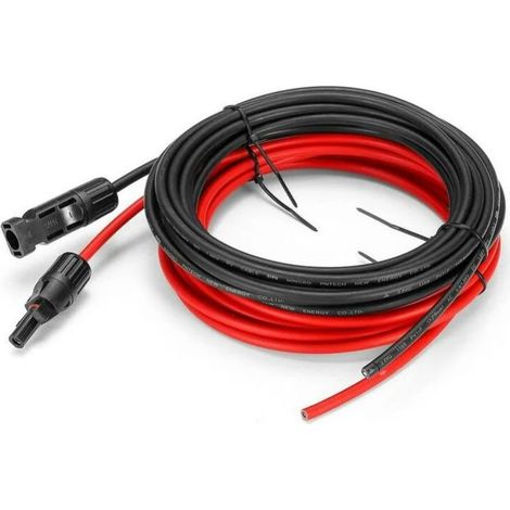 Meter 12 AWG Solarpanel-Verlängerungskabel mit MC4-Buchsen- und -Steckeradapter-Set (5 m rot + 5 m schwarz) (1/5)