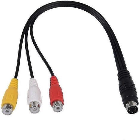 Câble adaptateur S-Vidéo 4 broches vers 3 RCA femelles, compatible avec les connexions d'ordinateur et de télévision. (1/5)