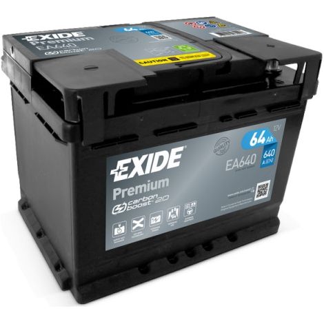 Exide – Batterie voiture 12V 64Ah EA640 – CCA 640A – Technologie CA épaisses – Polarité + à droite – Poids 15kg