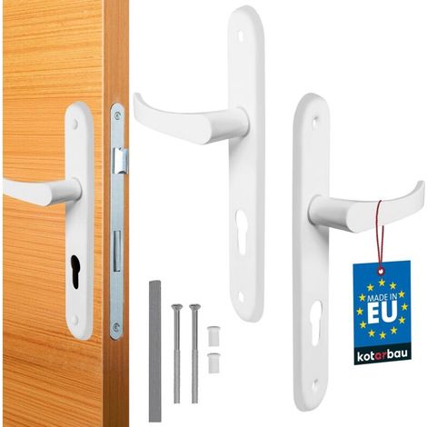2 Poignée de porte, 72 mm, aluminium, cylindre profilé, gauche droite, intérieur