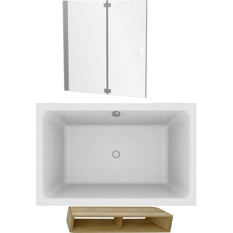 Baignoire bain douche JACOB DELAFON Capsule, compacte + pare bain en niche 120 x 80 cm (1/5)