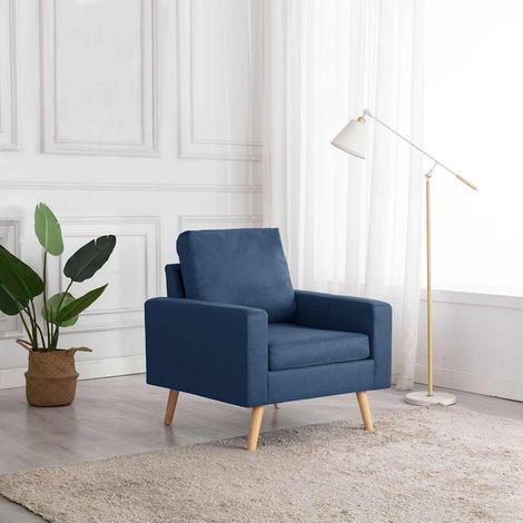 Fauteuil bleu tissu (1/5)