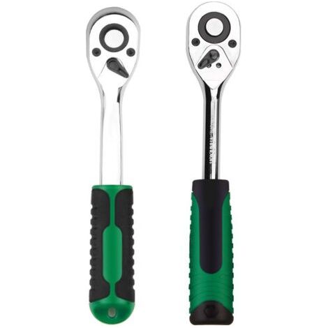 Clés à cliquet 3/8", Poignée de Clé à Douille à Dégagement Rapide 72 Dents, Acier au Chrome Vanadium de Haute Qualité, Outil de Garage de Réparation Automatique, 200mm (1/2)