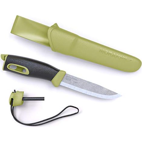Morakniv 71745 Companion Coltello Fisso in Acciaio Sandvik 12C27 con Accenditore Integrato lunghezza totale 21.80 cm colore Verde (1/4)