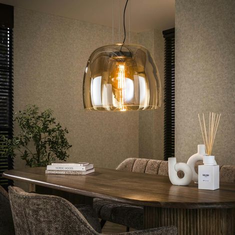 Suspension en verre ambré forme cloche 48 cm NIAGARA (1/4)