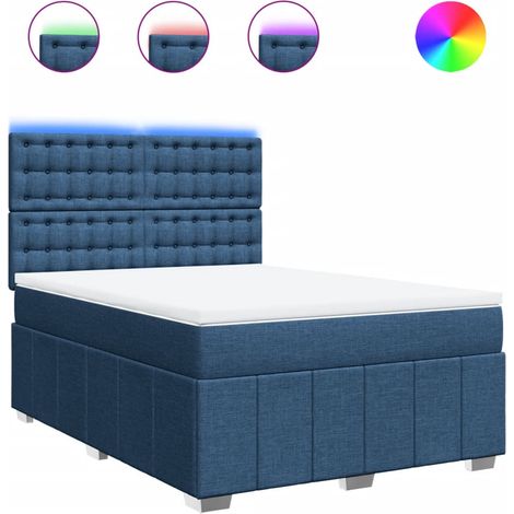 Maison Exclusive - Sommier à lattes de lit avec matelas Bleu 160x200 cm Tissu (1/5)