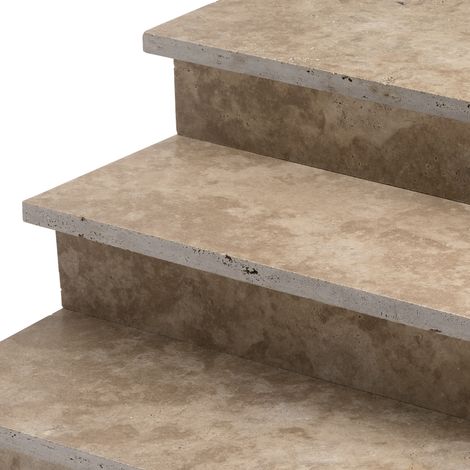 Dessus de marche Travertin Beige Nuancé 100x33x3 cm Bord Droit (à l'unité) - RO'MA NATURE (1/5)