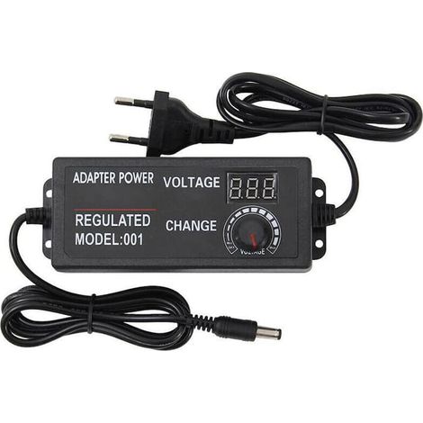 Alimentation réglable AMRINUGL 60W, 3-12V 5A, noir, 118x50x31mm, convertisseur de tension variable, bloc d'alimentation ajustable, chargeur DC universel (1/5)