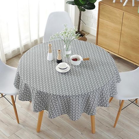 Nappe ronde de style nordique simple pour table ronde, l (flèche grise) 90 cm de diamètre (1/4)