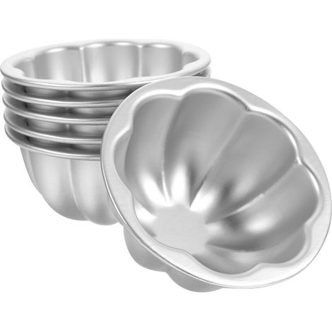 Lot de 6 moules à pudding antiadhésifs, moules à muffins et moules à gâteaux multifonctions-9.5X9.5X4.5CM-Silver (1/4)