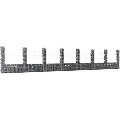 Panier de gabion en forme de U avec 8 poteaux Fer 860x20x150 cm (1/5)