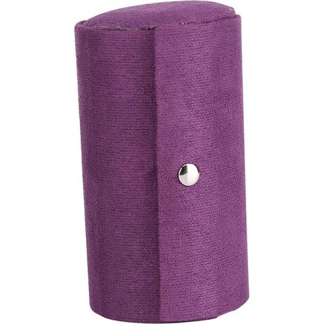 Boîte de Bijoux, Rangement de Bijoux Flanelle Cylindre Portable Boîte à Bijoux 3-Layer Roll Up Bijoux Organisateur De Stockage Titulaire pour Collier Boucles d'oreilles Anneaux(Pourpre) (1/5)