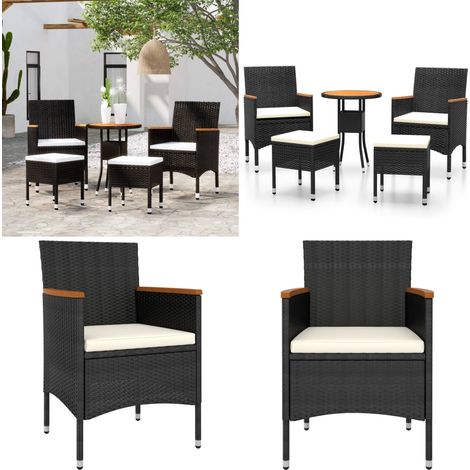 Salon de jardin 5 pcs Résine tressée Noir - Ensemble Salon De Jardin - Mobilier De Jardin - Salon Extérieur - Table Basse - Chaises Pliantes - Home & Living