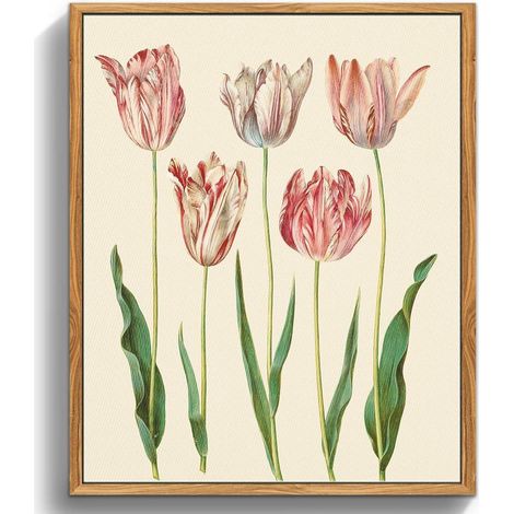 Vintage Botanisches Leinwandbild mit Holzrahmen 30x40cm Aesthetic Blumen (1/5)