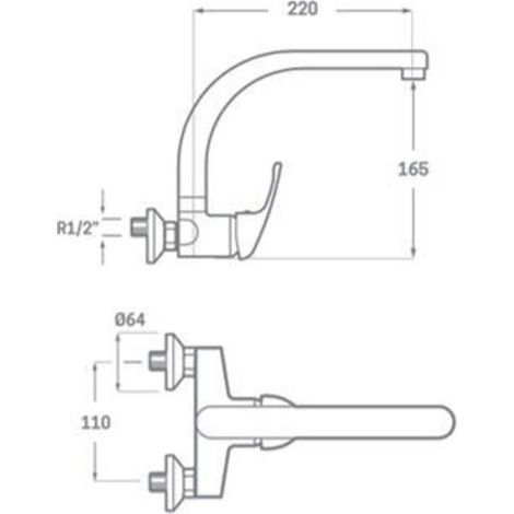 MISCELATORE PER LAVABO A PARETE 11 (1/2)