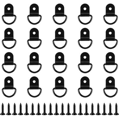 20 anneaux en D résistants, ancrages de fixation avec crochet, œillets de fixation en V pour sécuriser les charges dans les voitures, remorques, camions, motos, cargaisons, fourgonnettes, kayaks (1/5)