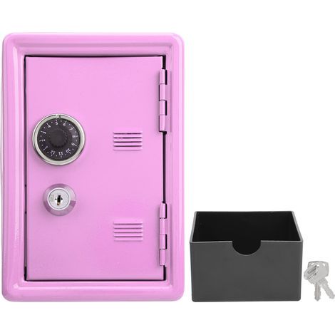 Children's Mini Key Money Storage Case Simulation Metal Safe Innovation Gift Supplies Pink (1/5)