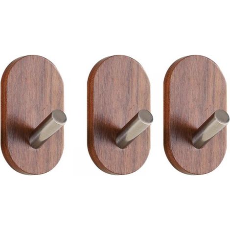 Lot de 3 patères en Bois, Porte-Manteau en Bois Naturel, Crochets de décoration de Porte de Maison,Crochet Mural Multifonction pour Sacs à Manteaux, vêtements, clés, écharpe (1/4)