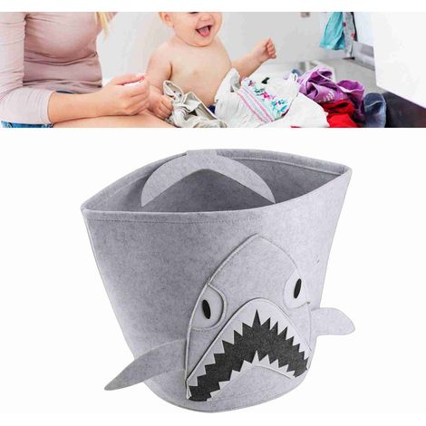 Cotton Laundry Hamper Thickened Cartoon Animal Children's Toys Household Debris Dirty Clothes Storage Bucket 30x27cm Shark (1/5)