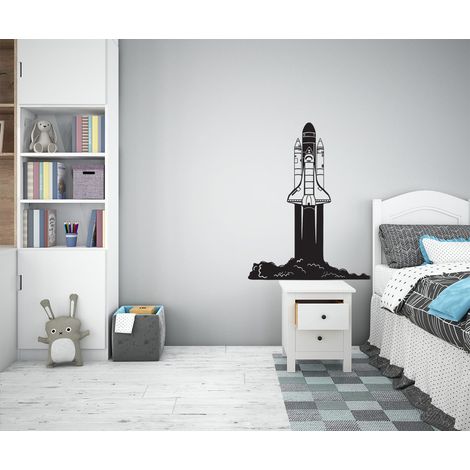 SPACE SHUTTLE - Adesivo murale wall sticker in vinile 55x70 cm - Colore: nero (1/2)