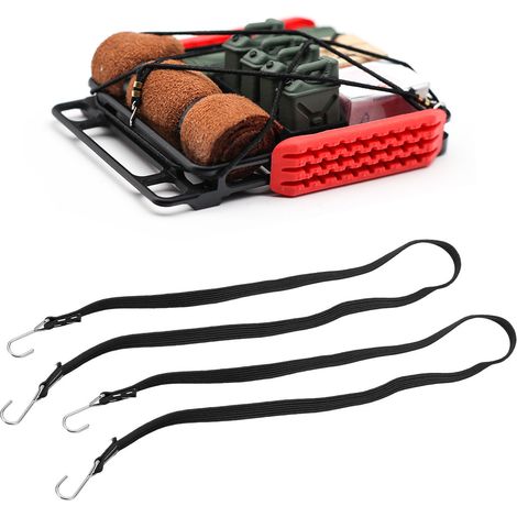 2 Pièces Sangles Élastiques RC Nylon pour Attache et Fixation de Tous Modèles de Voitures Télécommandées Noires (1/5)