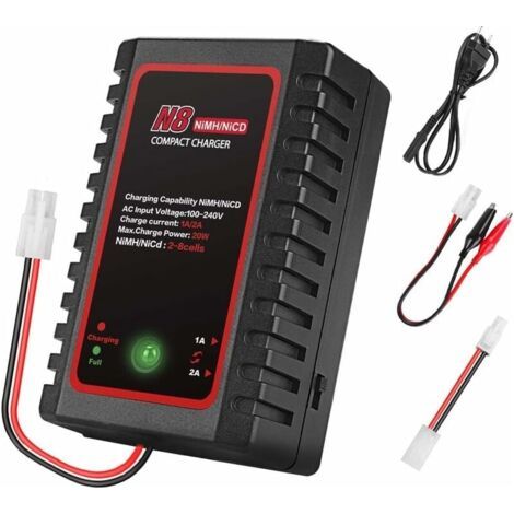 Chargeur Nimh pour Batterie Nimh/NiCD (2-8s),Chargeur Intelligent pour Drone de Bateau de Voiture Airsoft RC, Chargeur RC pour Batterie NiMH/NiCD avec connecteur Standard/Mini Tamiya (1/5)