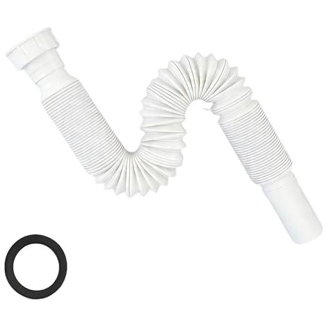 Pour Lavabo, Tuyau d'Évacuation Flexible Anti-Odeurs Avec Fil d'Acier Intégré, G1 1/4« (40,4 Mm) à G1 1/2 » (46,3 Mm) x 32 Mm, Adapté Aux Salles De Bains Et Cuisines (Blanc) (1/4)