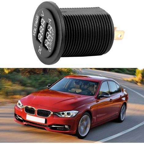 Voltímetro-amperímetro digital LED de doble pantalla para coche y motocicleta: muestra voltaje y corriente de 12-24 V, material ABS, alta temperatura. (1/5)