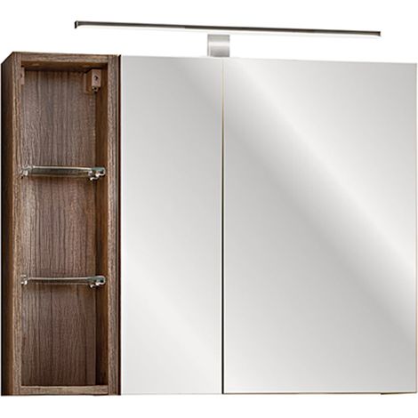 Miroir armoire murale 3 niches 80cm Éros Taupe (1/4)