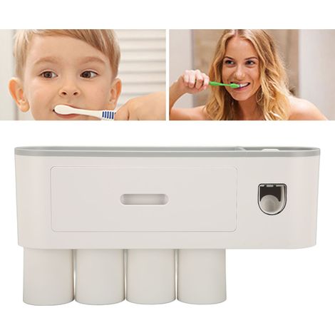 Kreativer Zahnbürstenhalter, Mundspülbecher ohne Bohren, luxuriöses, wandmontiertes Zahnpflegeset fürs Badezimmer, vier Becher für eine vierköpfige Familie. (1/5)