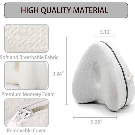 Coussin Genoux pour Dormir Oreiller Jambe Genou Nuit Coussins Orthopédique Celsius Ergonomique Avec sangle fixe Blanc (1/5)