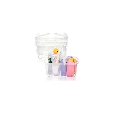 Lot de 4 étagères de douche en plastique avec poignée pliable, boîte de rangement portable avec trou de drainage pour salle de bain, cuisine, dortoir, gel douche, shampoing, cosmétiques