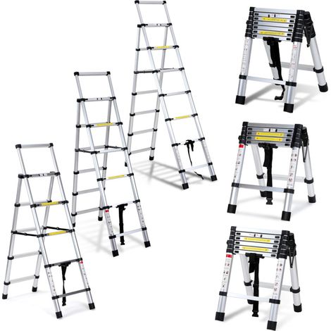 SWANEW Scala telescopica articolata 2,0 +2,3m, 6x7 gradini professionale multifunzione pieghevole (1/5)