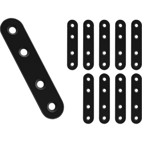 Lntyq 10 Pièces 76x16 mm Support Plat Renfort Plat Équerres Plates Support pour la Fixation de Meubles - Noir