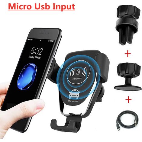 Chargeur de voiture sans fil, support de téléphone compatible avec iPhone 15, 14, 13, 12, Samsung S22, S21 et Xiaomi, avec fonction de charge - AquaForge (1/5)