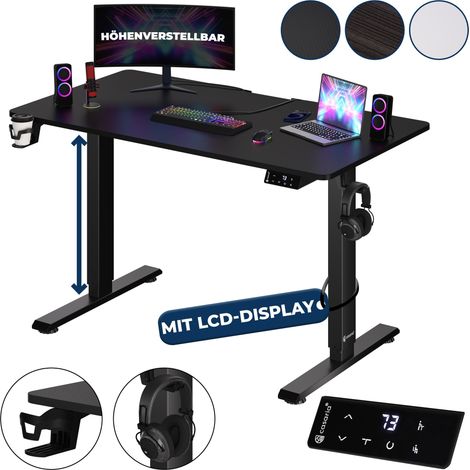 CASARIA® Escritorio Regulable en Altura con Pantalla LCD 73-118cm Marco de Acero Mesa Gaming Oficina Función Memoria 110cm Schwarz (de) (1/5)