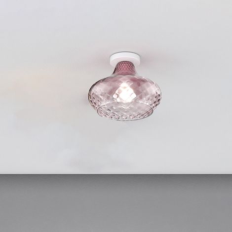 Plafoniera Contemporanea Dress Metallo Bianco Vetro Ruggine 1 Luce E27
