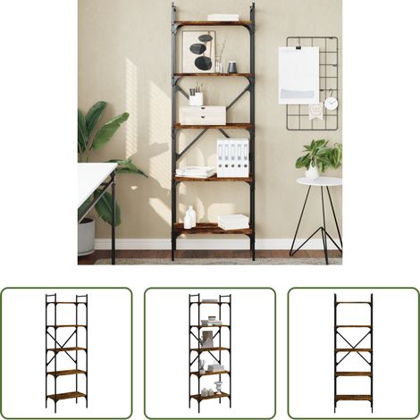 vidaXL Bücherregal Holzwerkstoff - Bücherregal 5 Fächer Räuchereiche 56x31,5x174 cm Holzwerkstoff (1/5)