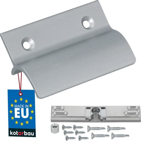 KOTARBAU® Poignée Porte Fenetre avec Loqueteau - Aluminium - Argent Mat - Poignee de Baie Vitree Coulissante - Poignée de Porte de Terrasse avec Entretoise et Loqueteau (1/4)