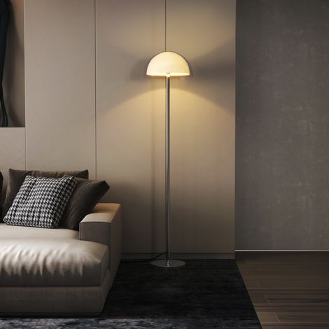 Beyamis Moderne Stehlampe mit doppelwandigem Schirm, E27 LED 40W, für Wohn- und Schlafzimmer, aus Metall und Acryl, 150 cm, Weiß