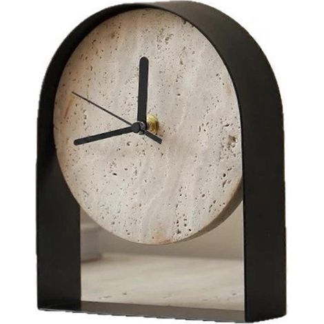 Horloge décorative en marbre noir pour salon, étagère en marbre, sculptures décoratives pour bibliothèque ou salle à manger. (1/5)