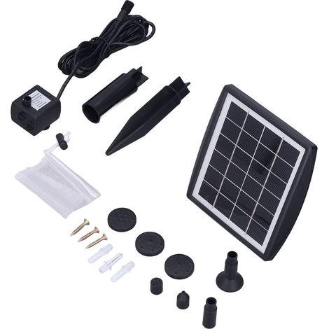Pompe solaire submersible sans balais pour fontaine, bassin et aquarium, avec oxygénation de l'eau. (1/5)