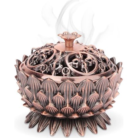 Quemador de incienso con forma de loto para varitas y conos de incienso: decoración para el hogar y la oficina, elegante, meditativa y con estilo - Crezuo