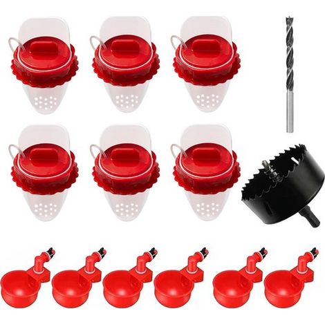 Mangeoire automatique pour poulets - 6 mangeoires et 6 abreuvoirs - trappe automatique pour poulets - alimentation automatique - 12 pièces (1/5)