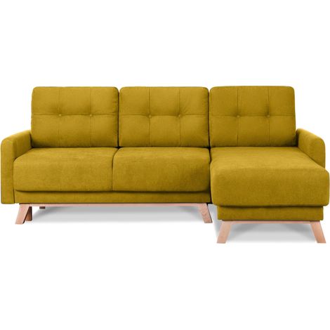 KONSIMO VISNA Ecksofa rechts mit ausziehbarer Schlaf- und Liegefläche, Gelb (1/5)