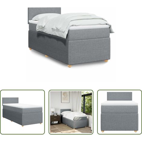 vidaXL Taschenfederkern -  Boxspringbett mit Matratze Hellgrau 90x190 cm Stoff (1/5)